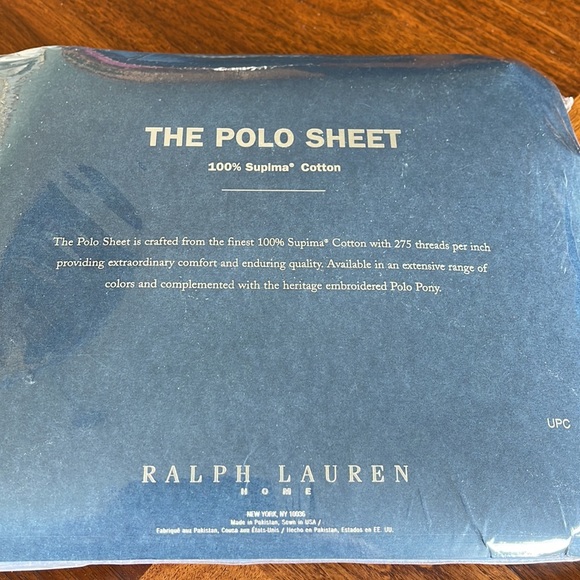 NEVER OPENED POLO RALPH LAUREN FULL SIZE FLAT SHEET BLUE SUPIMA COTTON - Picture 4 of 7